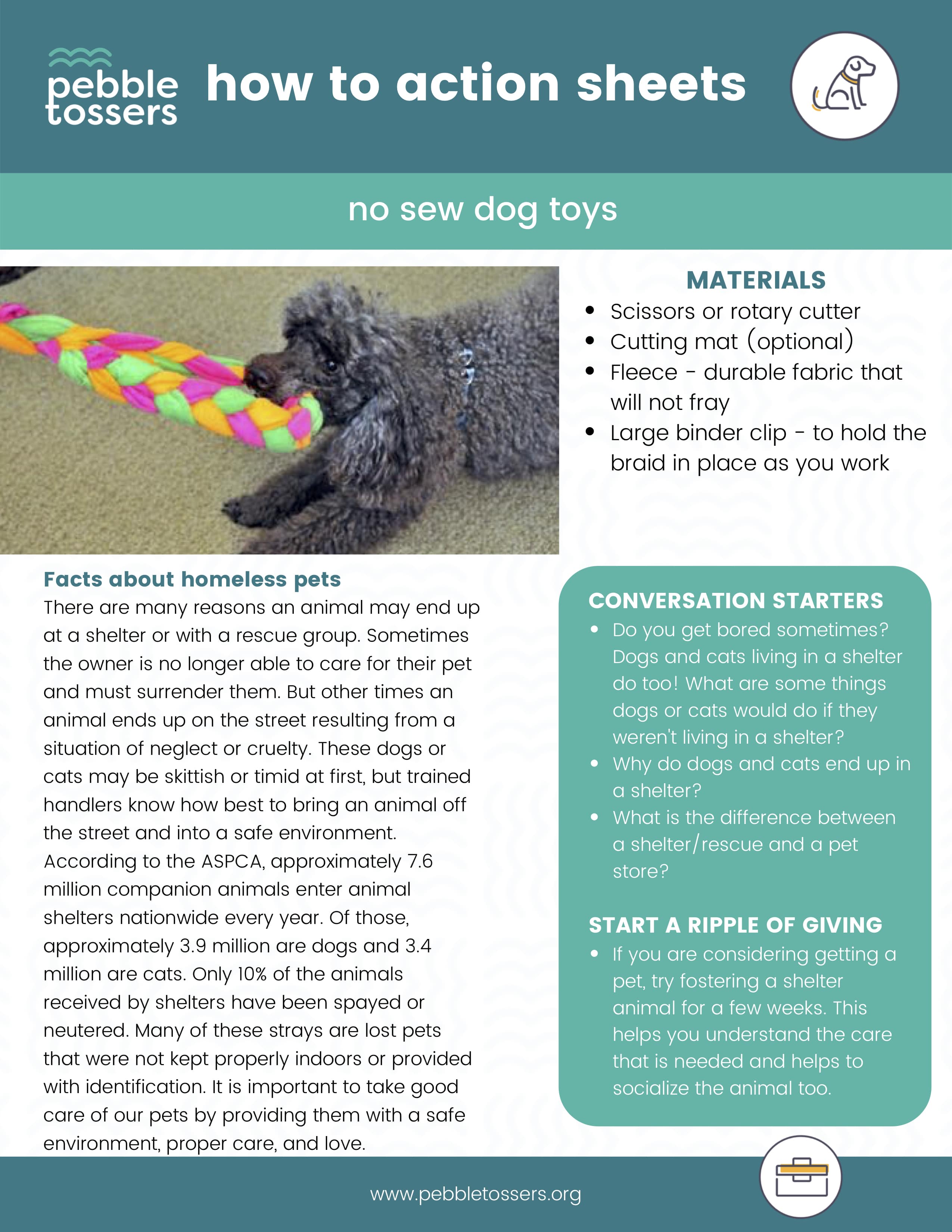 how to guide on creating no sew dog toys for animal shelters