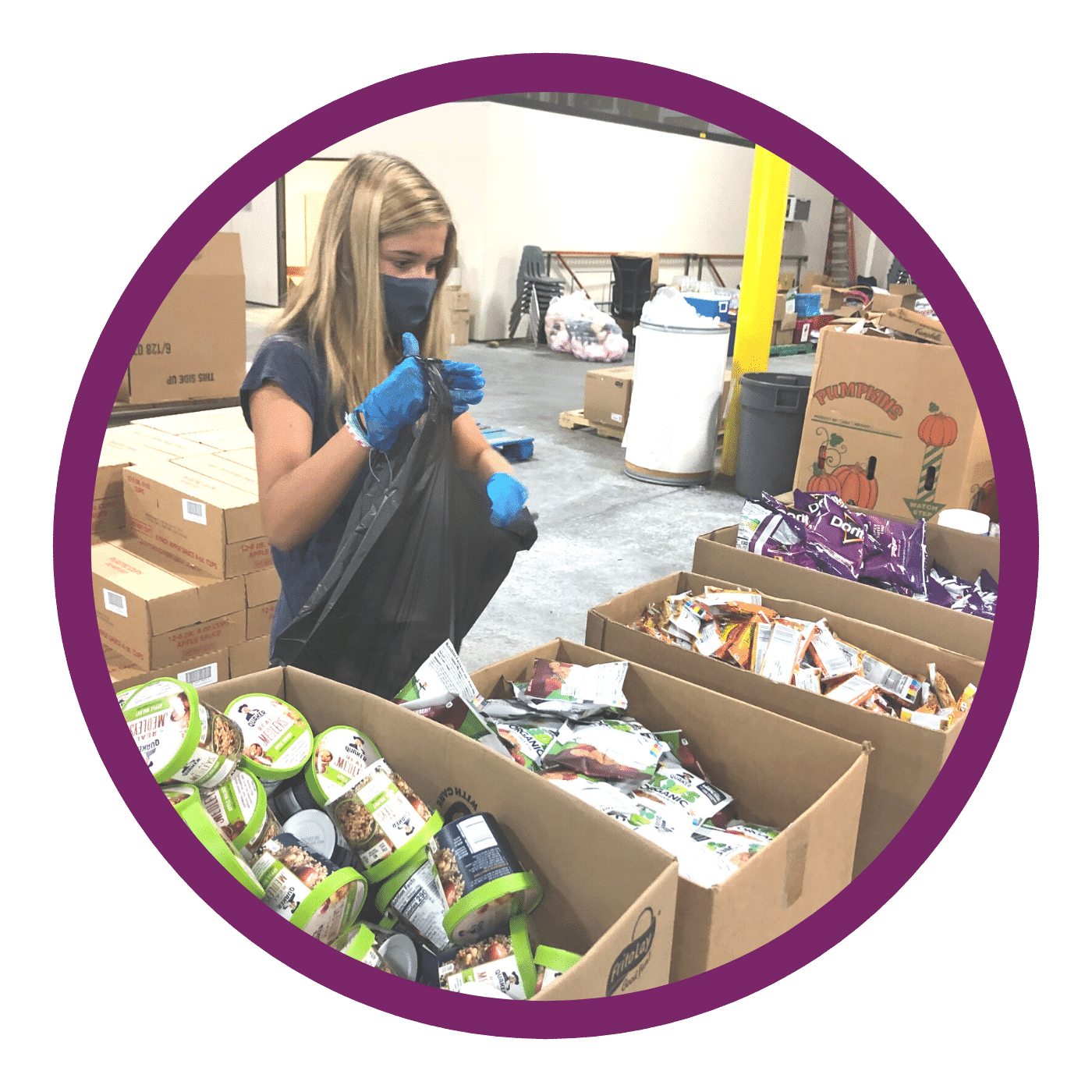 young girl sorting food for global awareness