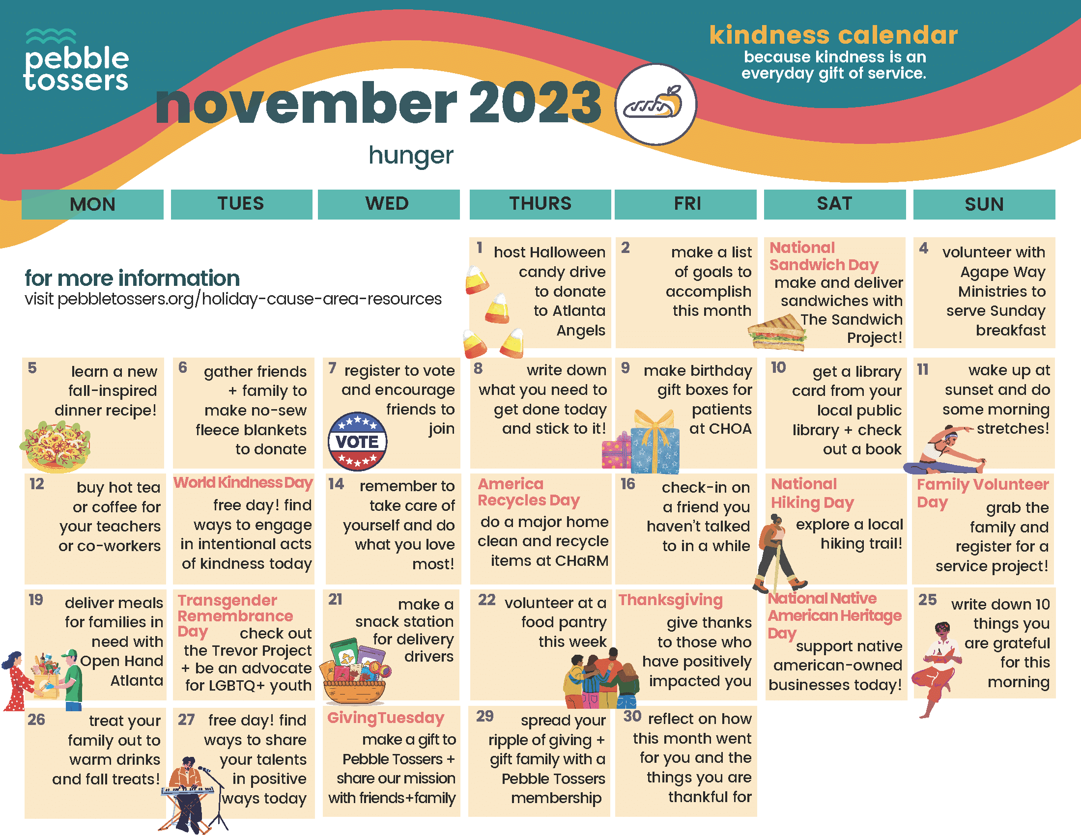 Holiday Service Guide Hunger + Families in Crisis Pebble Tossers